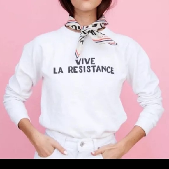 Clare V Tops - Clare V  Vive La Resistance Sweatshirt Size XS White